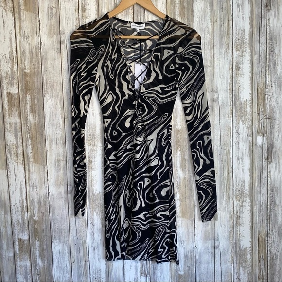 NWT WeWoreWhat Black Marble Mesh Dress - Picture 1 of 6